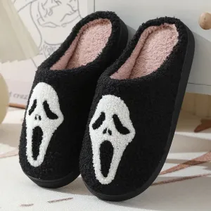 Black and White Ghost Face Slippers