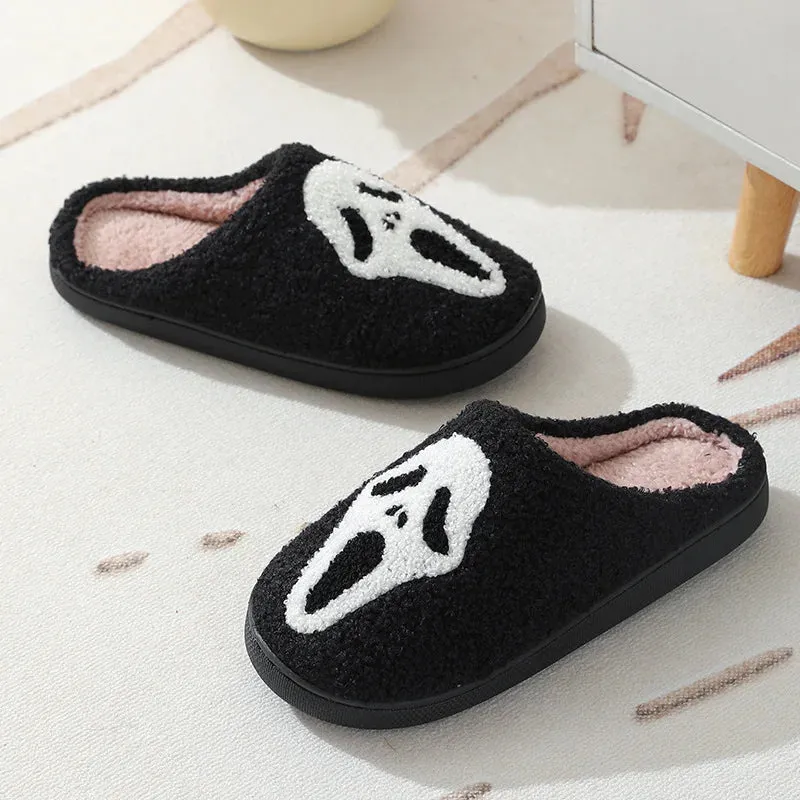 Black and White Ghost Face Slippers