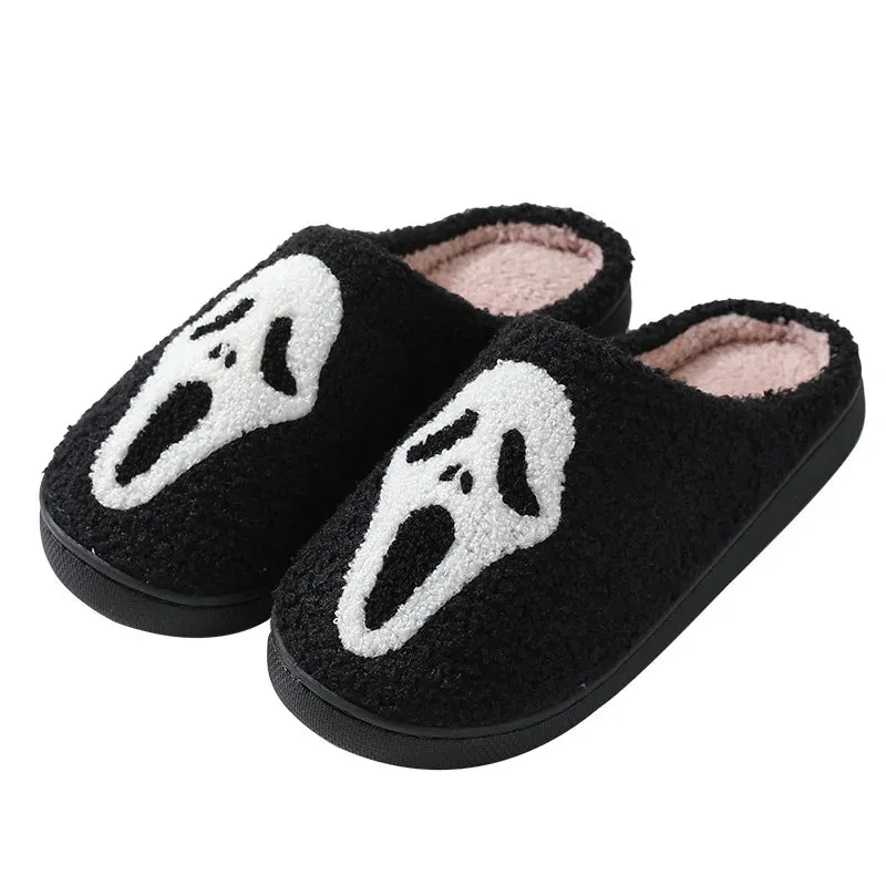 Black and White Ghost Face Slippers