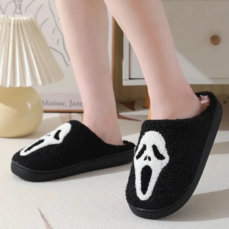 Black and White Ghost Face Slippers