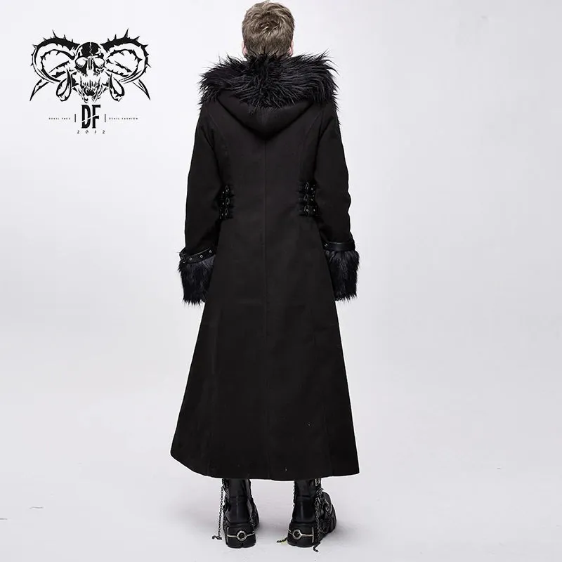 Black Fake Detachable Fur Long Coat