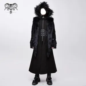 Black Fake Detachable Fur Long Coat