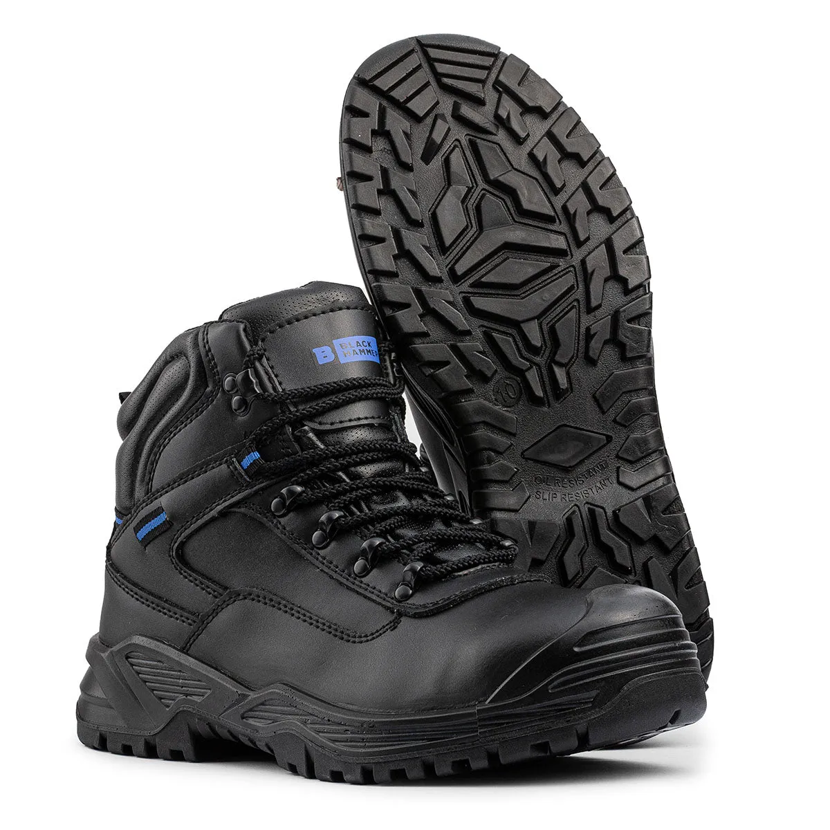 Black Hammer Mens Work Boots Lightweight - Steel Toe Safety Shoes with Non-Slip Outsoles, Comfort for Any Job 6600