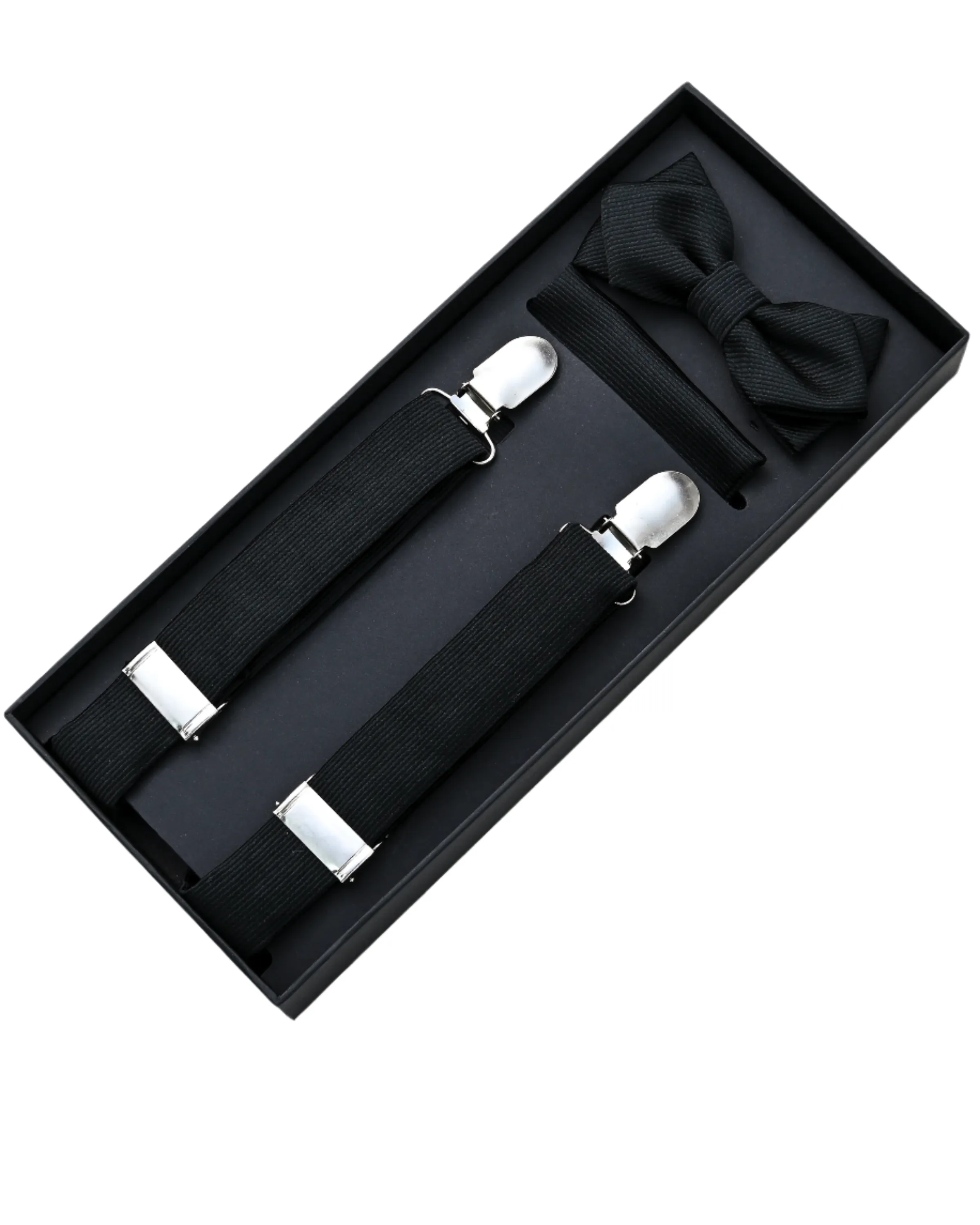 Black Lined Suspenders Set