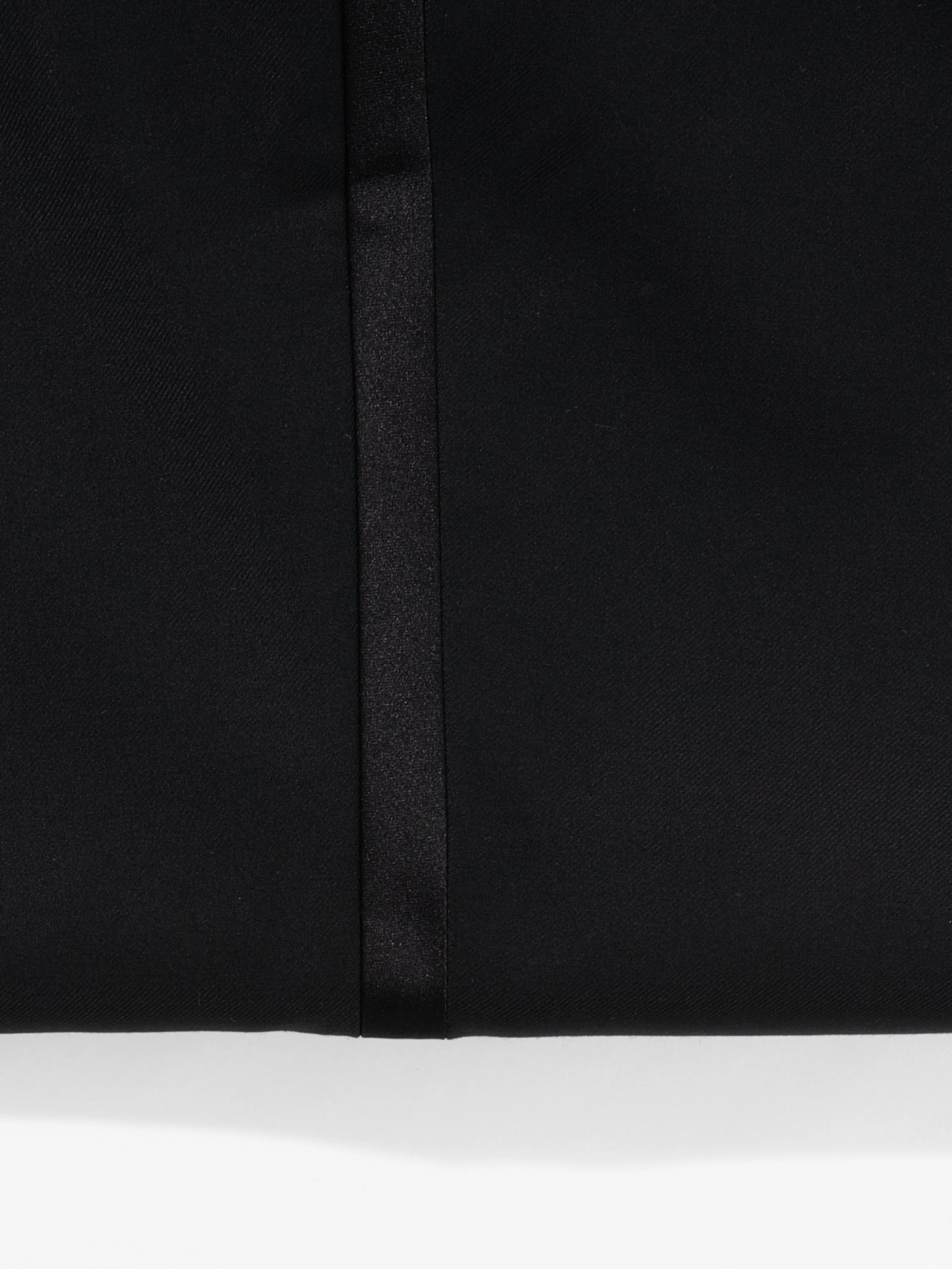 Black S130 Wool Tuxedo Trousers (Wide Fit)