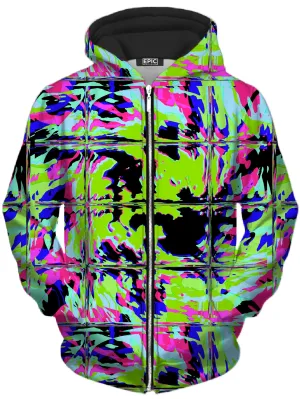 Blacklight Rave Glitch Unisex Zip-Up Hoodie