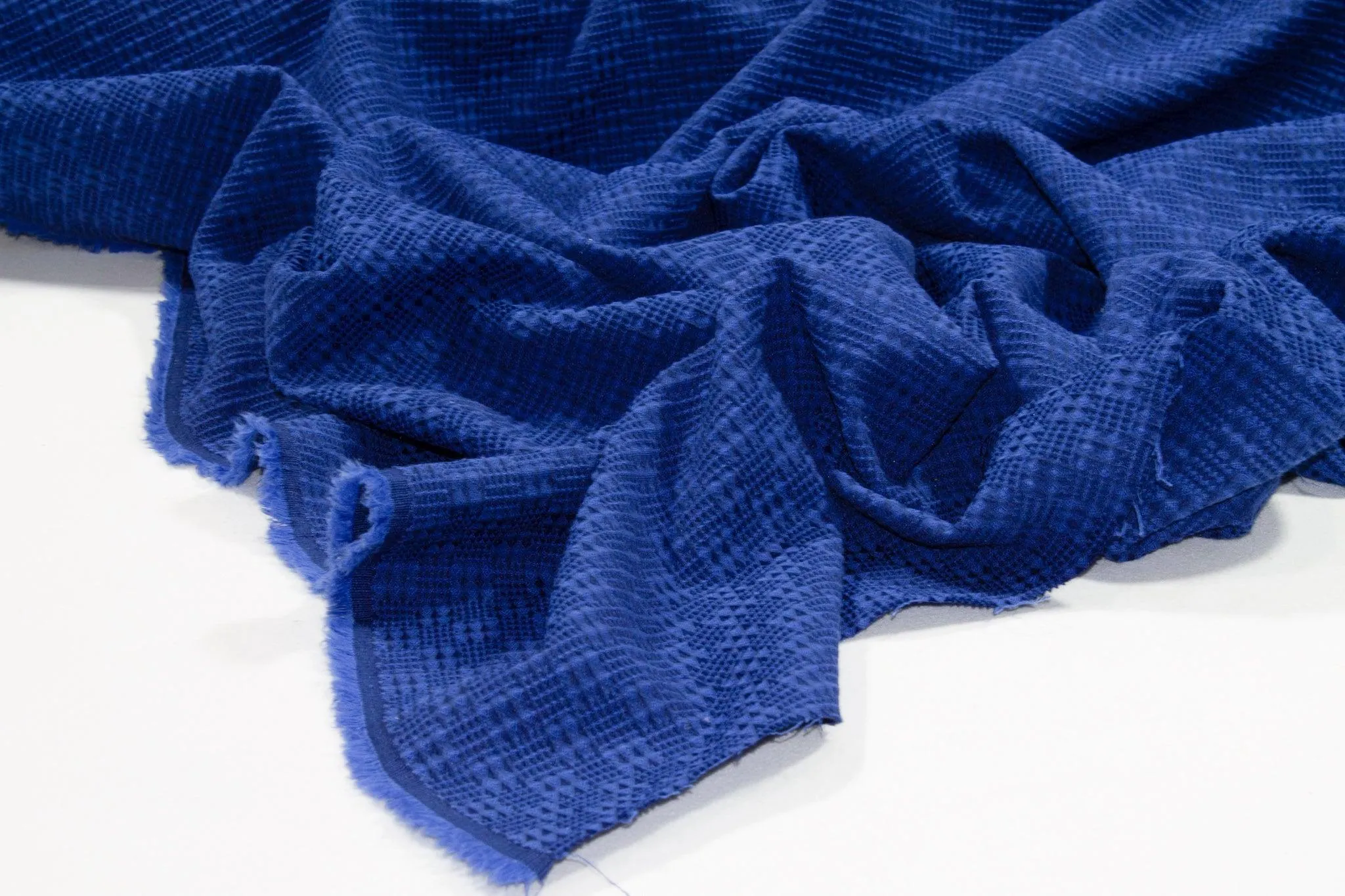 Blue Cotton Acrylic French Brocade