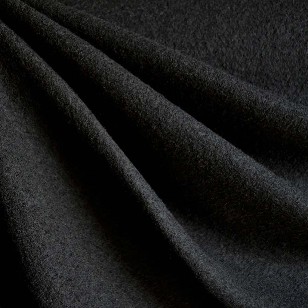 Boiled Wool Blend Coating Black