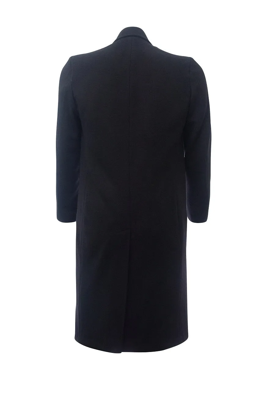 Boys Long Black Wool Coat