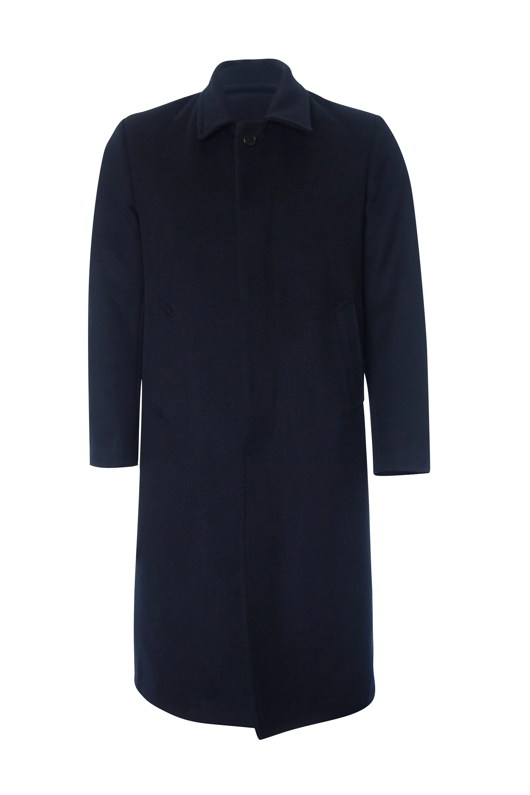 Boys Long Navy Wool Coat