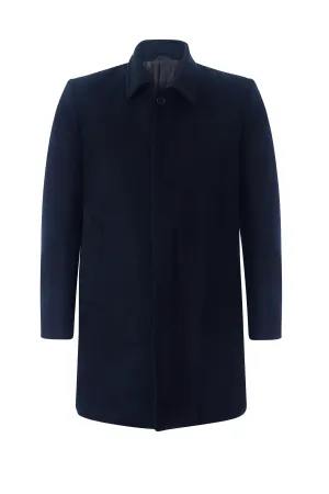 Boys Short Navy Wool Coat