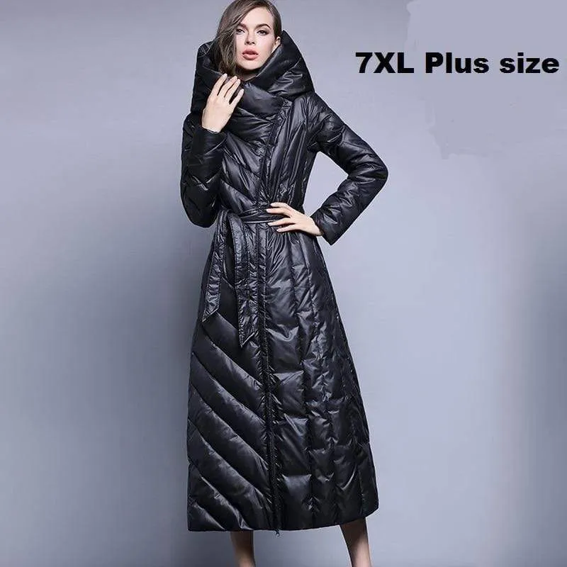 Brand Hooded Long XS-7XL Plus size 90% Duck Down Coat