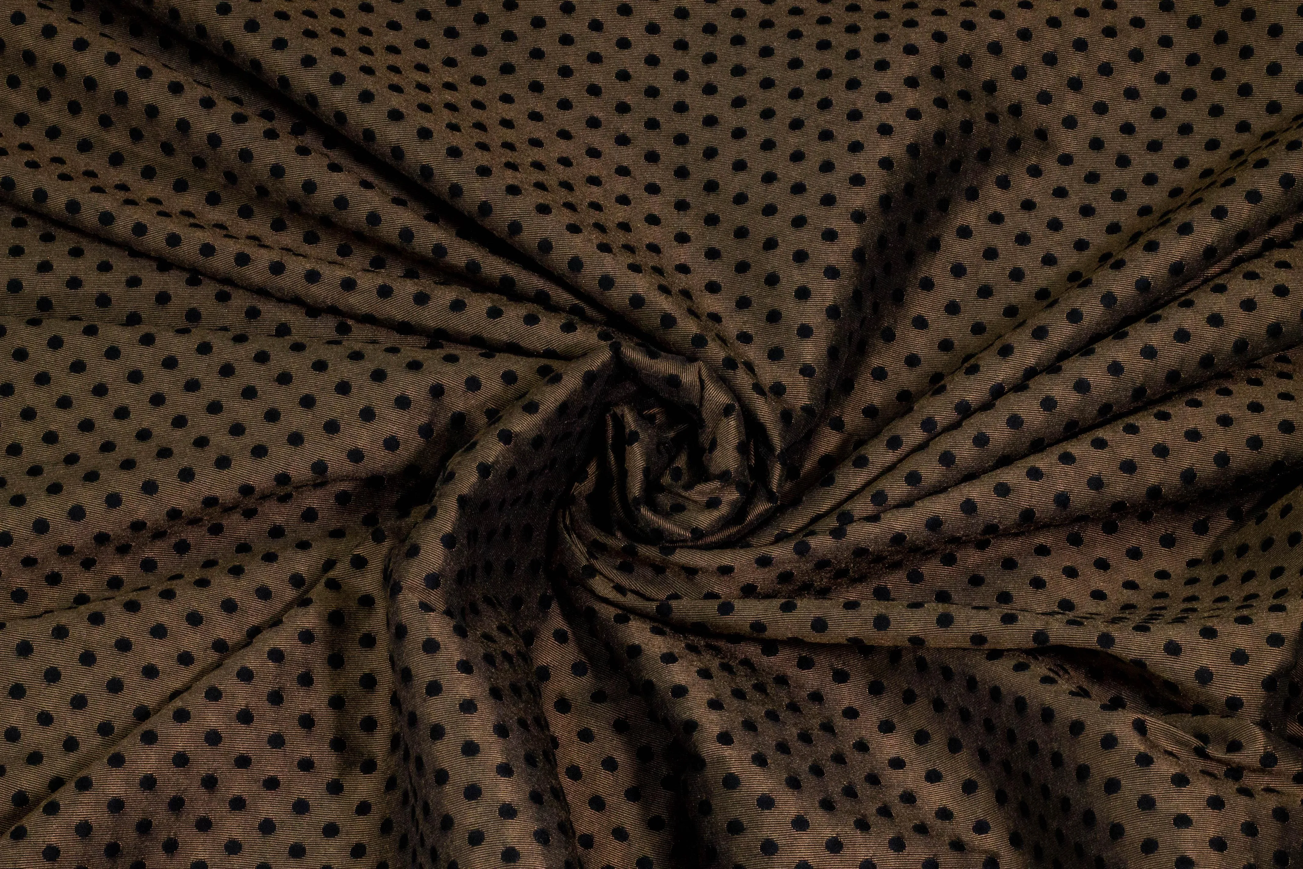 Bronze and Black Polka Dot Brocade