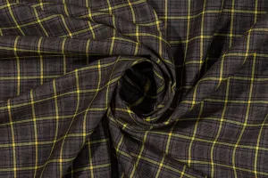 Brown and Yellow Plaid Italian Wool Suiting