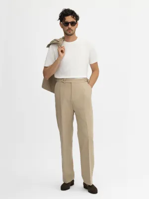 Brown Cotton Oscar Trousers (Wide Fit)