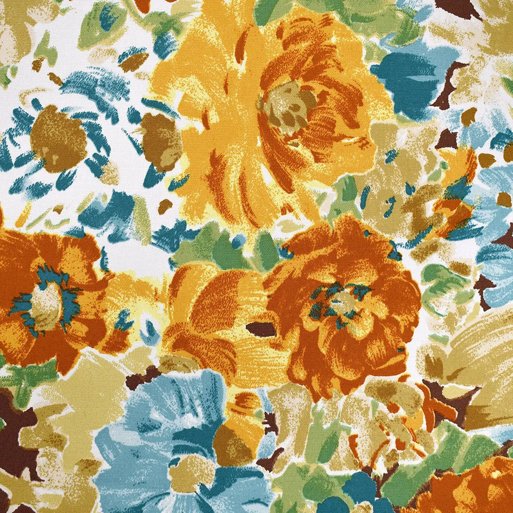 Brushstroke Floral Stretch Sateen Mustard/Rust