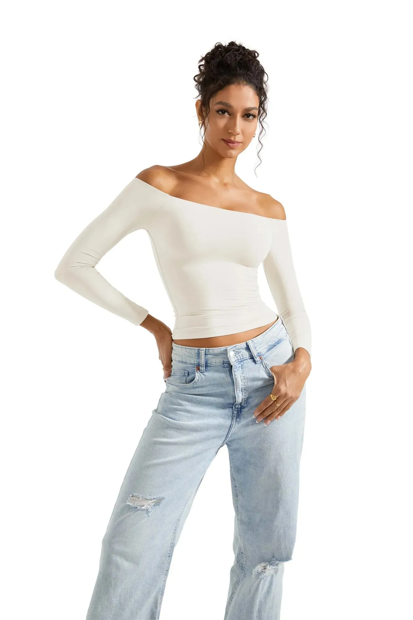 Buttery Soft Off Shoulder Shirt - Long Sleeve