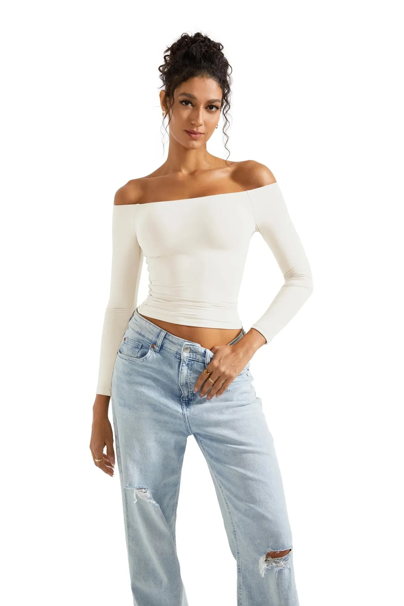 Buttery Soft Off Shoulder Shirt - Long Sleeve