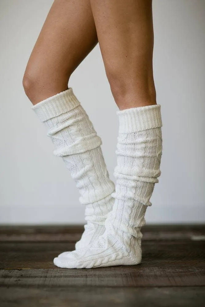 Cable Knitted Over the Knee Boot Socks