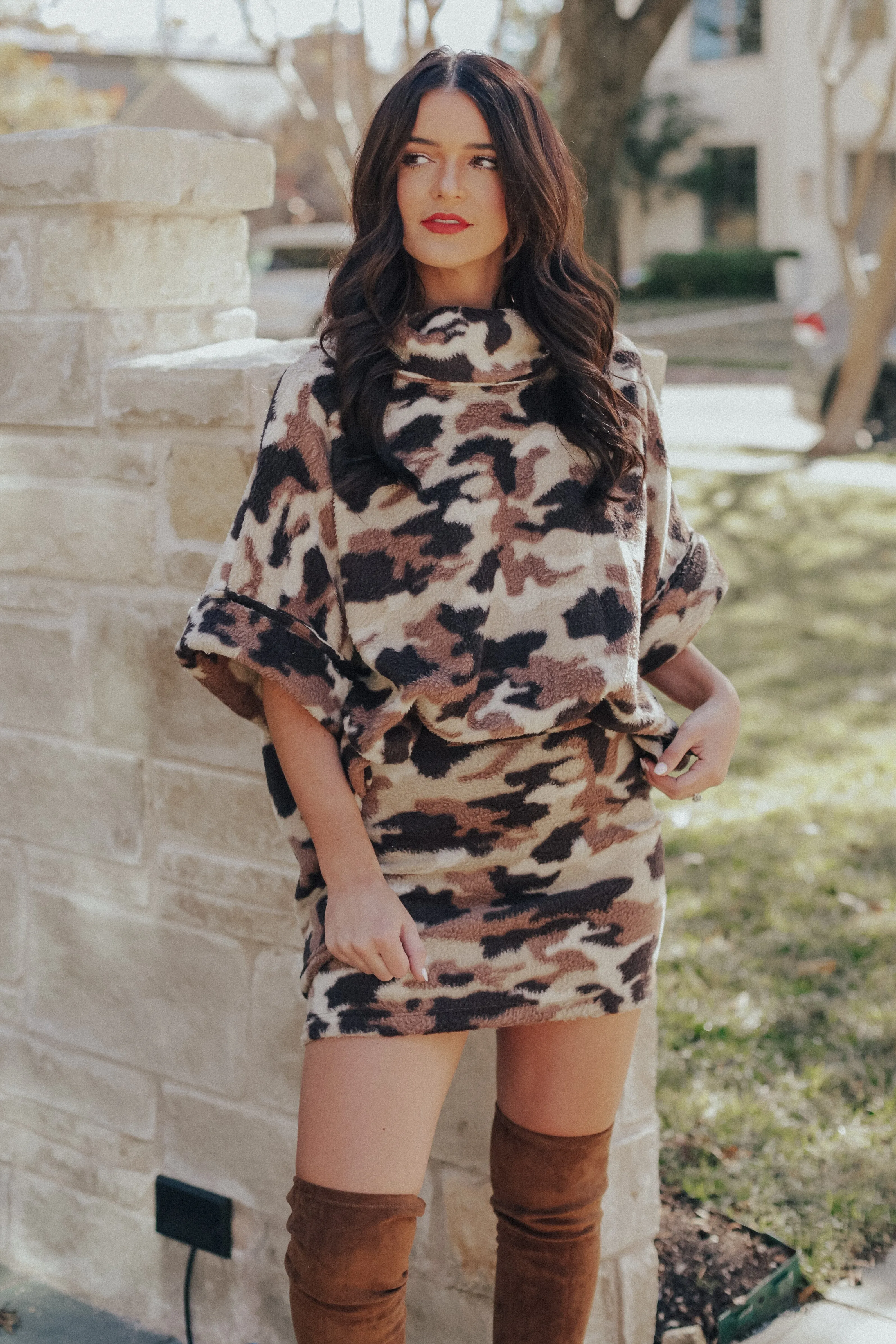 Camo Sweater & Skirt Set (TOP ONLY) - MEDIUM & LARGE LEFT