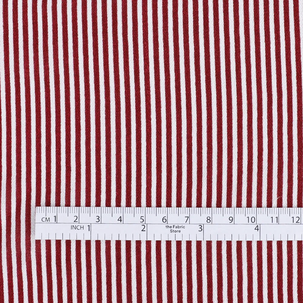 Candy Stripe Viscose Georgette - Maroon