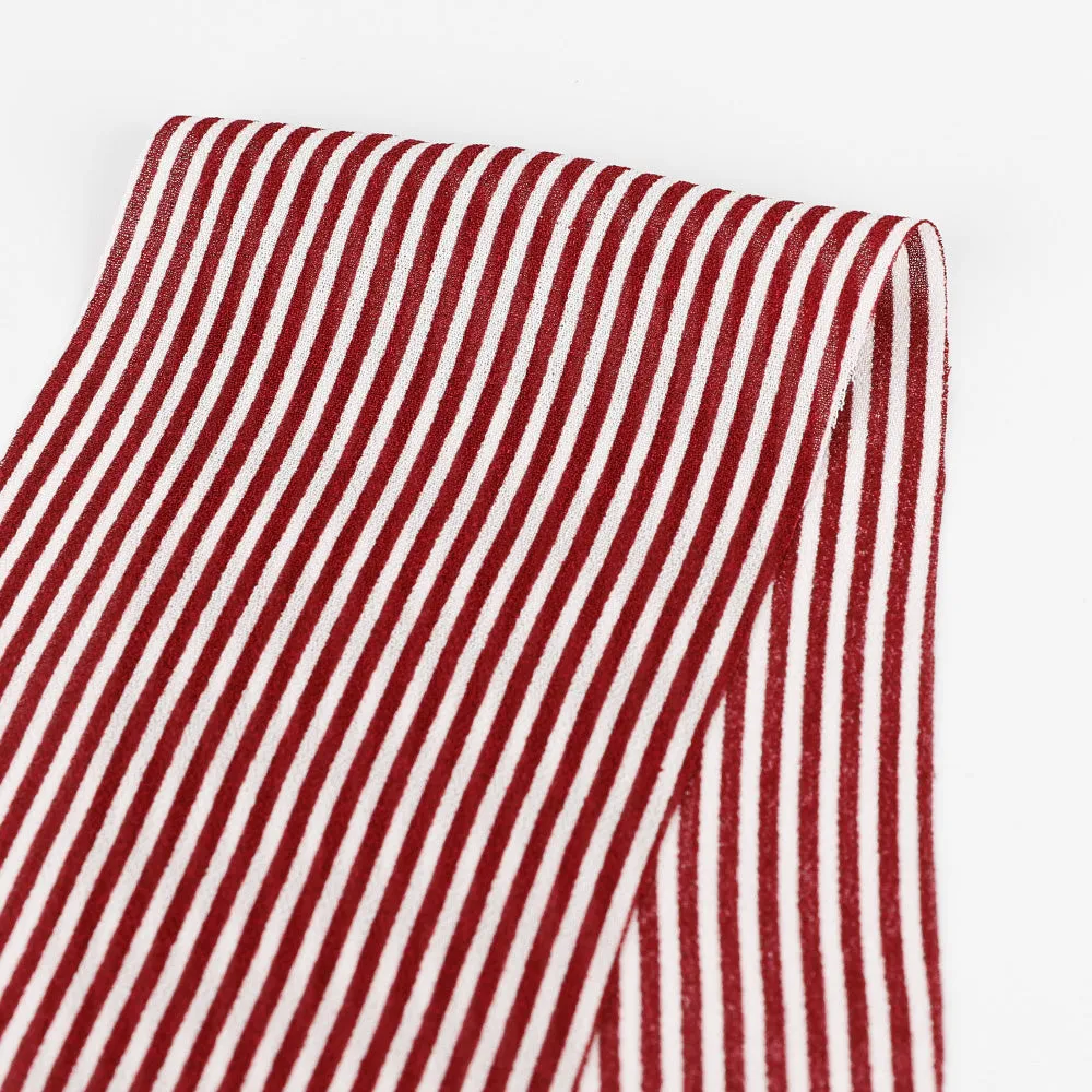 Candy Stripe Viscose Georgette - Maroon