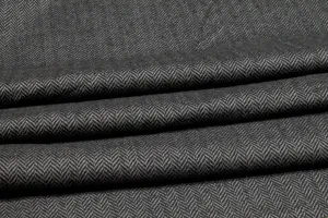 Charcoal Gray Herringbone Italian Wool