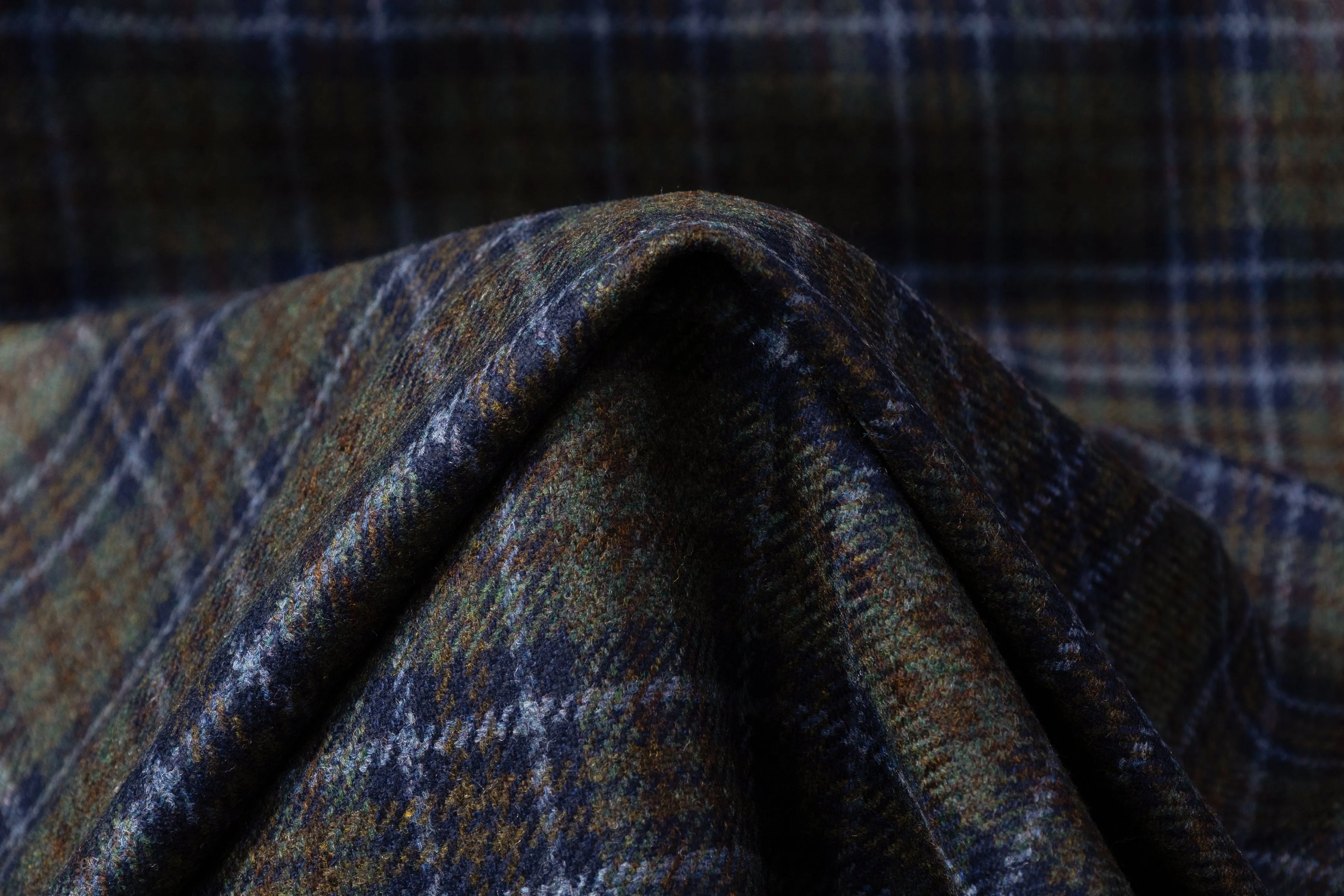 Checked Italian Wool Suiting - Green / Blue / Brown