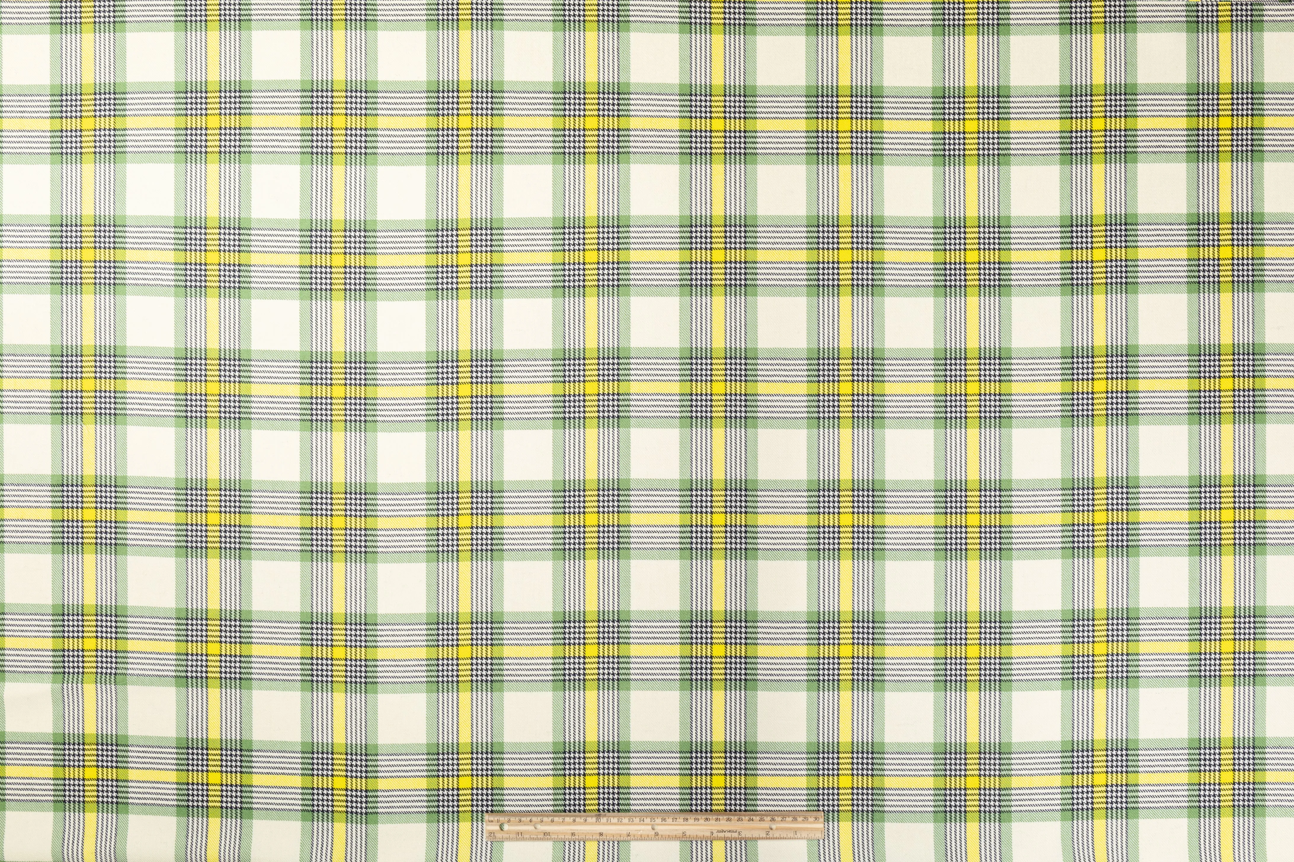 Checked Italian Wool Suiting - Green / Yellow / White