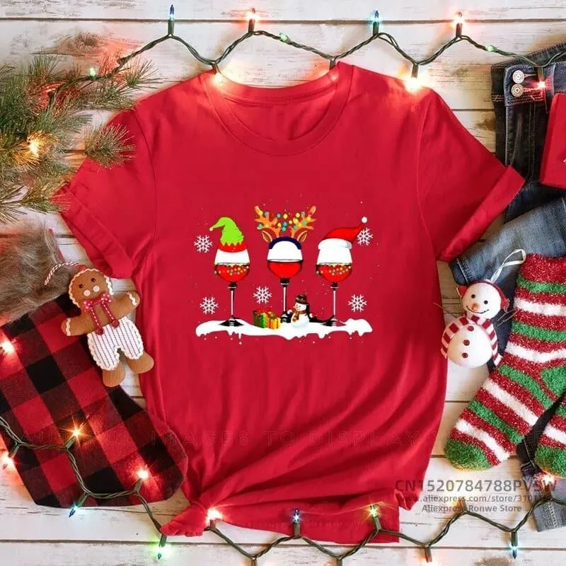 Christmas Red Print T-shirts