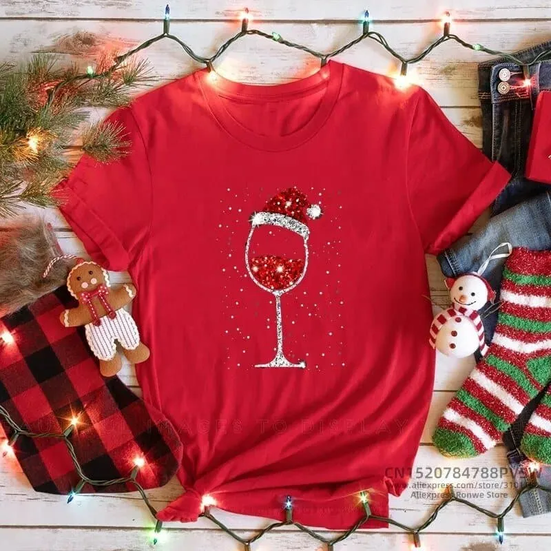 Christmas Red Print T-shirts