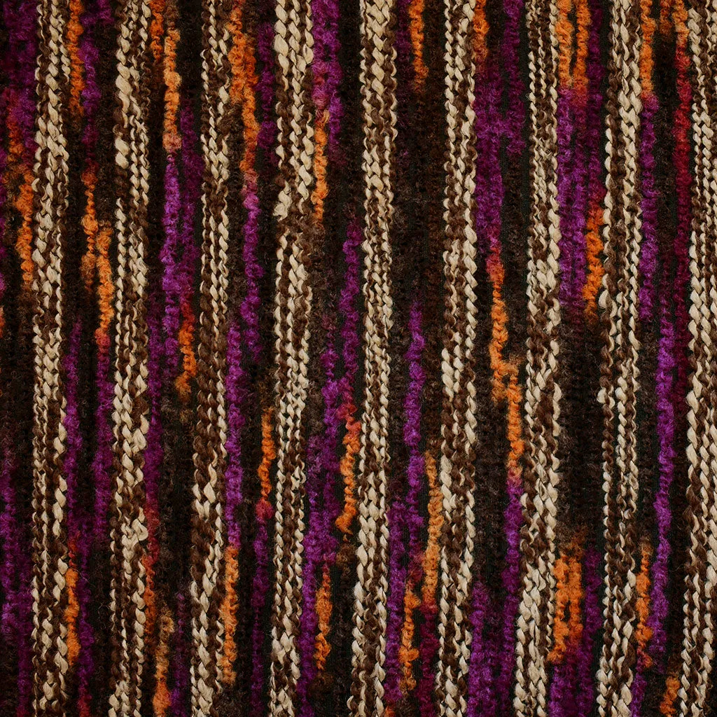 Chunky Yarn Stripe Novelty Knit Brown/Plum