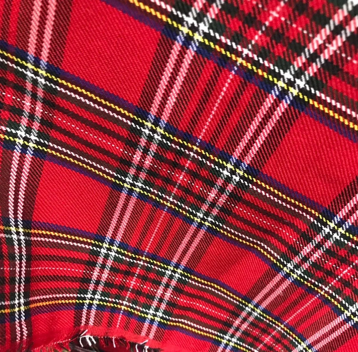 Close-Out Designer Red Plaid Tartan Woven Fabric- By the Yard