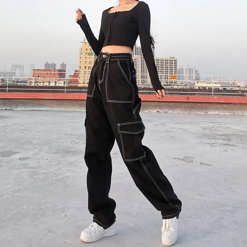 'Come Get Some' Black Grunge Baggy Pants