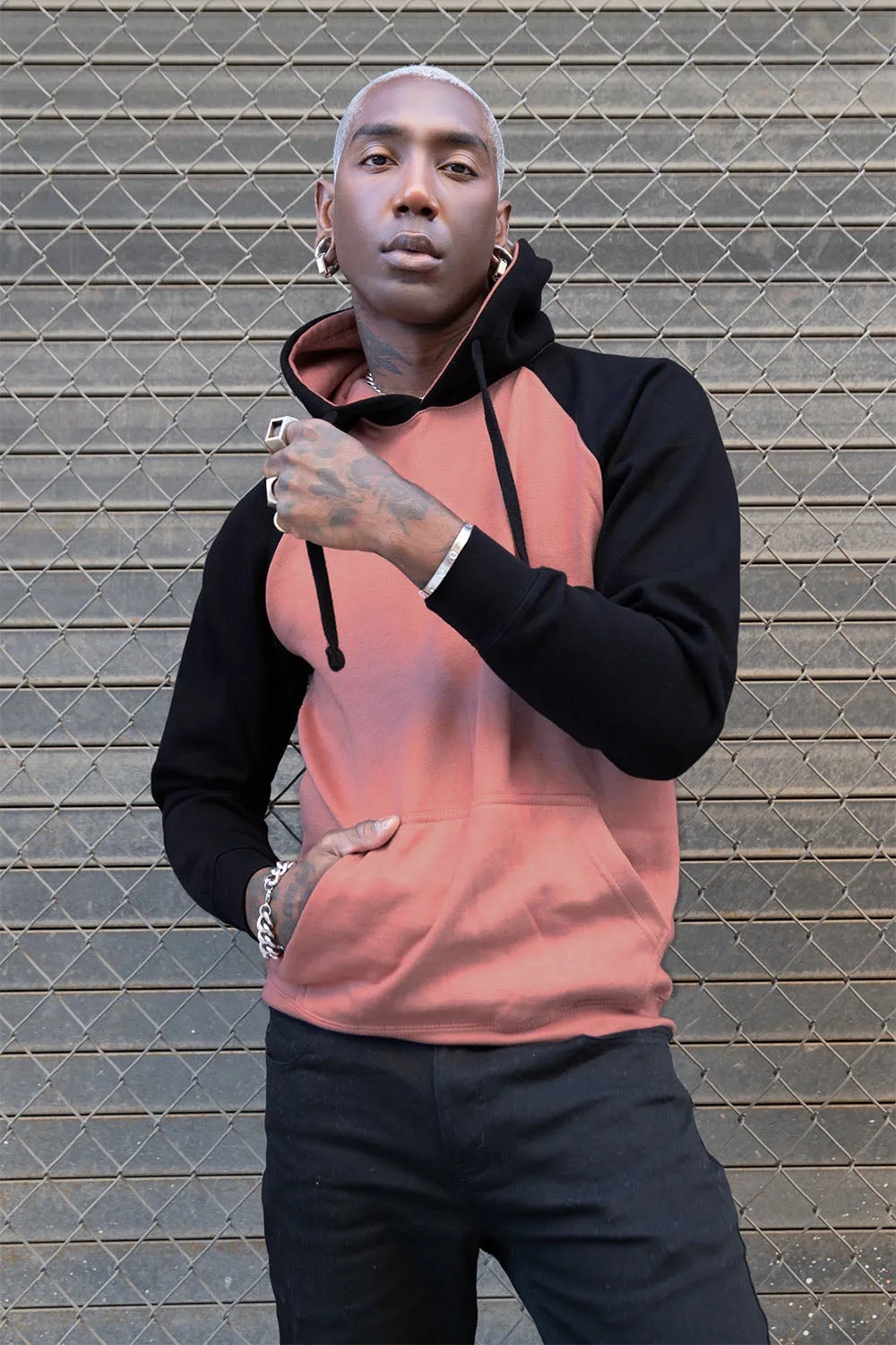 Contrast Raglan Sleeve Pullover Hoodie (New Colorways)