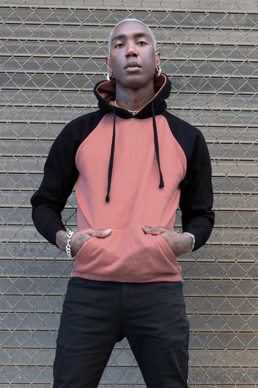 Contrast Raglan Sleeve Pullover Hoodie (New Colorways)