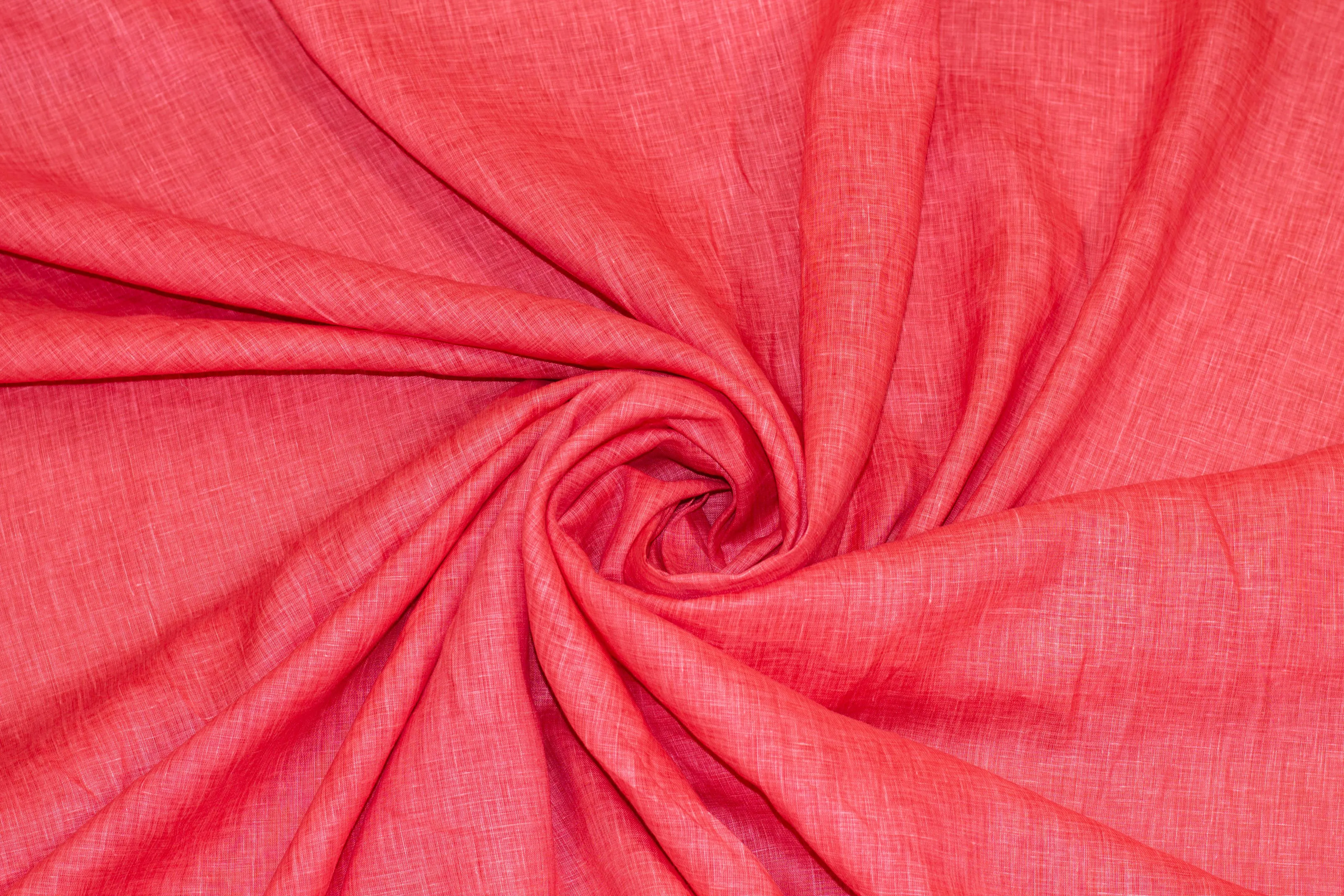 Coral Red Solid Italian Linen