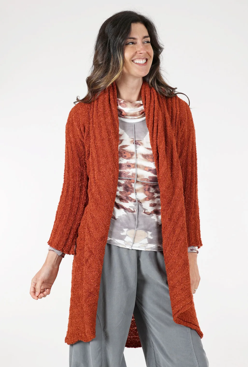 Cozy Cardigan Wrap Sweater, Terracotta