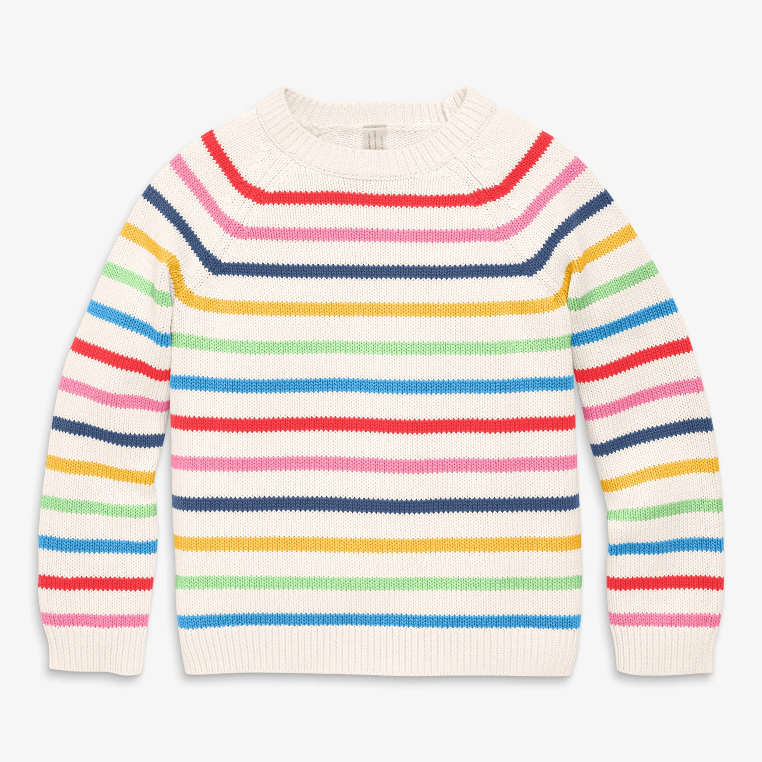 Crewneck sweater in rainbow stripe