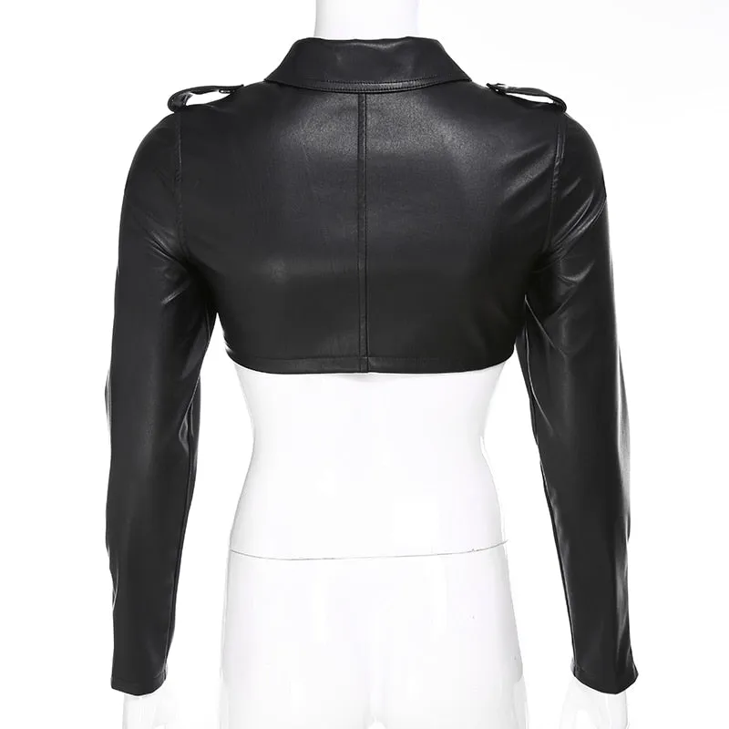 Cropped Faux Leather Jacket