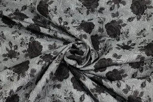 Crushed Floral Metallic Brocade - Cool Gray / Black