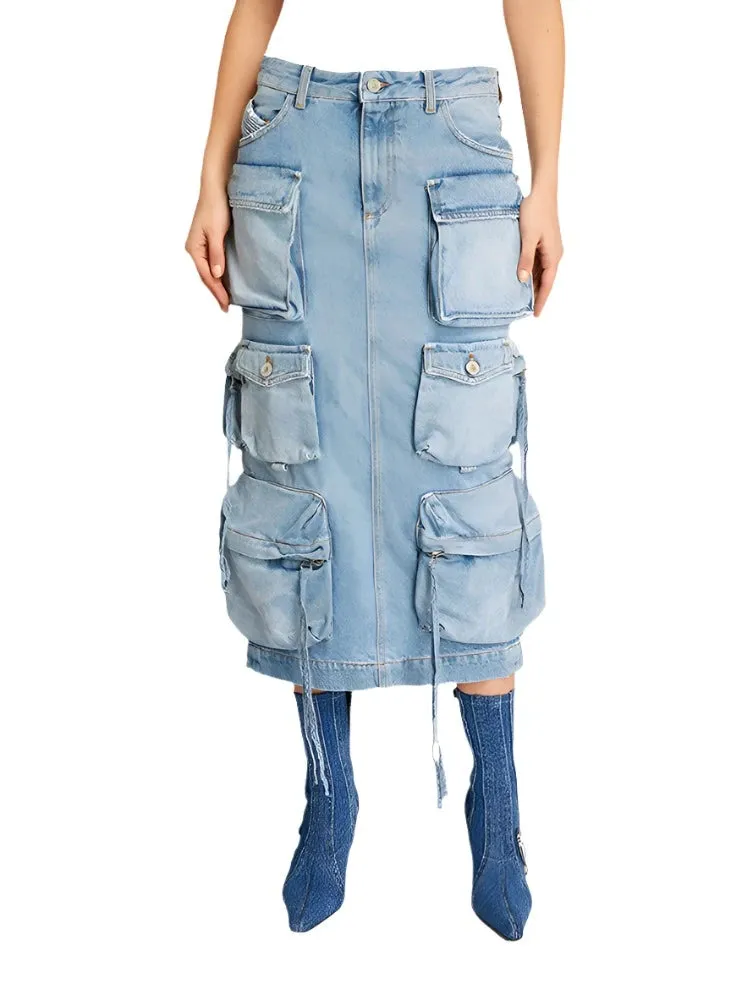 Denim Multi-Pocket Skirt