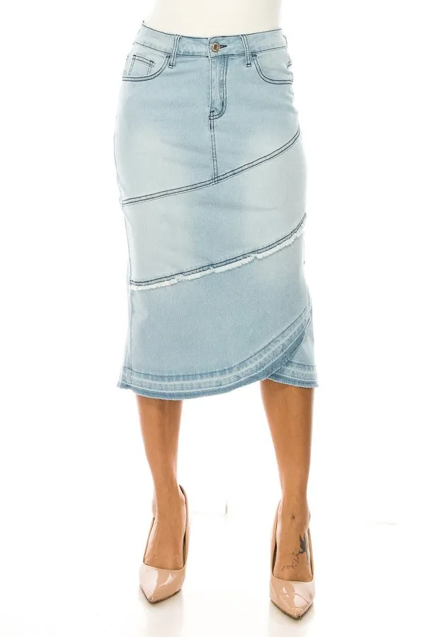 Denim Skirt-Vertical Seam