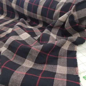 Designer Deadstock Italian Viscose Wool Plaid  Black Suiting Woven- by the yard