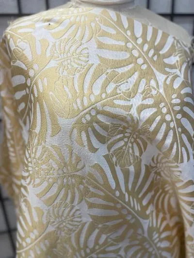 Designer Gold Leaf Off-White Brocade