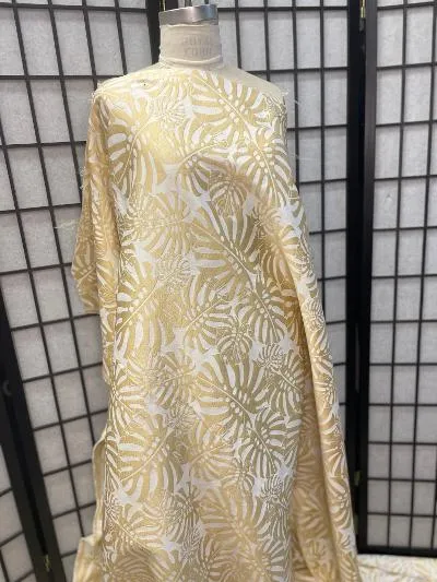 Designer Gold Leaf Off-White Brocade