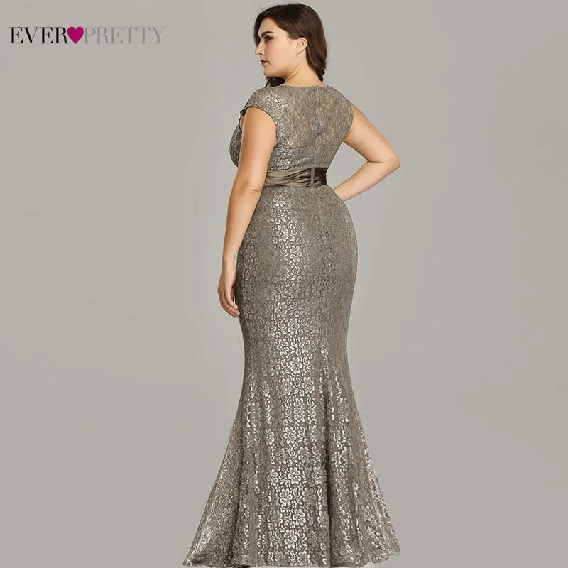 Elegant Plus Size Gold Sequined Mermaid Evening Dresses