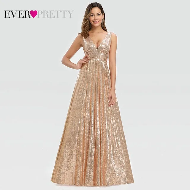 Elegant Plus Size Gold Sequined Mermaid Evening Dresses