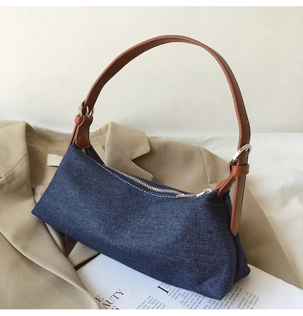 Elena Handbags Classic Everyday Denim Shoulder Bag