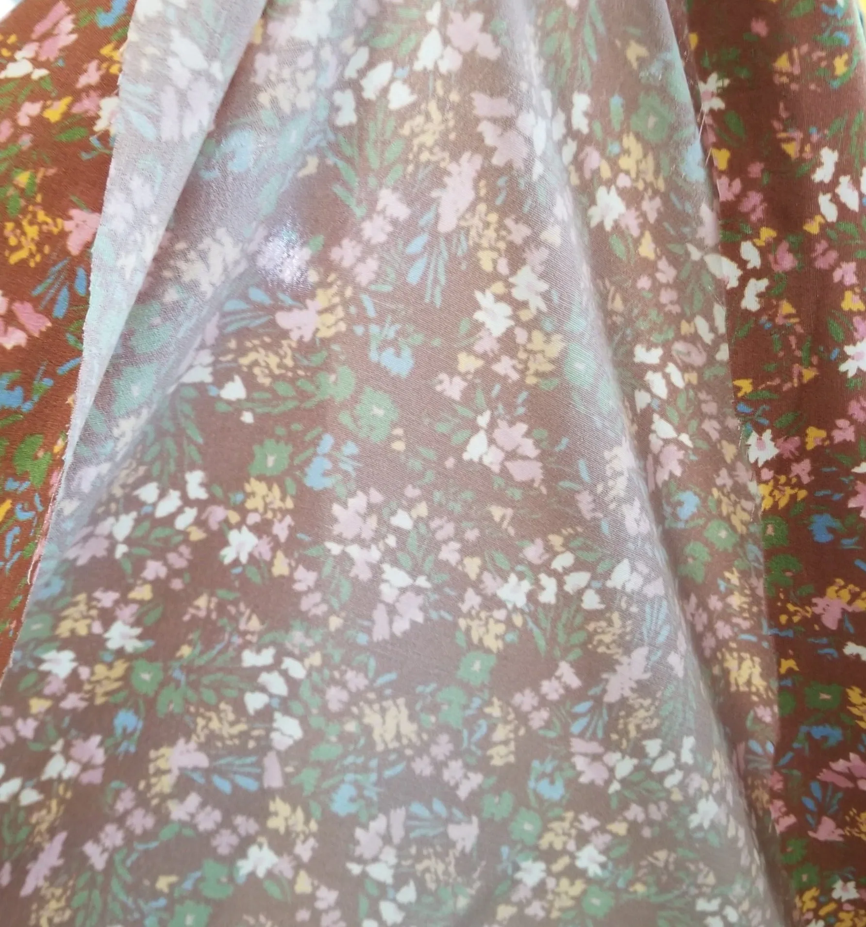 End of Bolt: 3 yards of Designer Deadstock Cottage Floral Rayon Crepe Woven- remnant